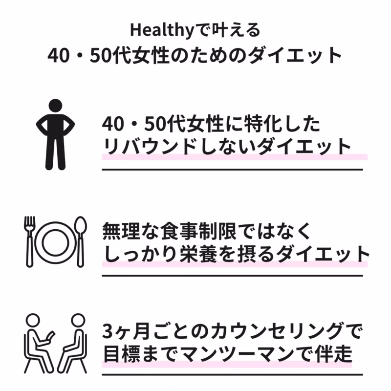 女性専門パーソナルジムHealthy | 戸田市 40・50代女性のための"リバウンドしない、健康的なダイエット"ジム