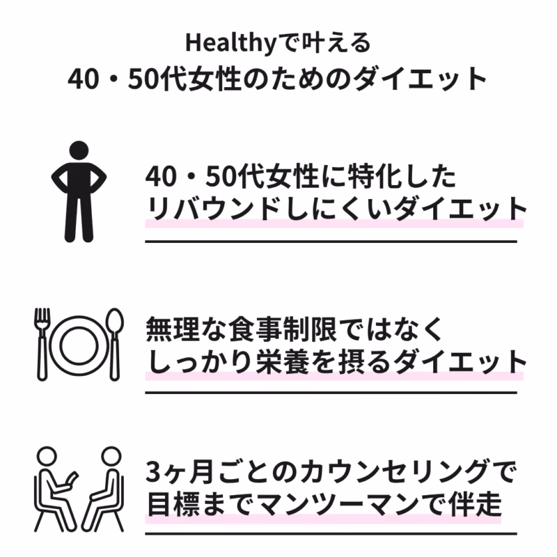 女性専門パーソナルジムHealthy | 戸田市 40・50代女性のための"リバウンドしない、健康的なダイエット"ジム